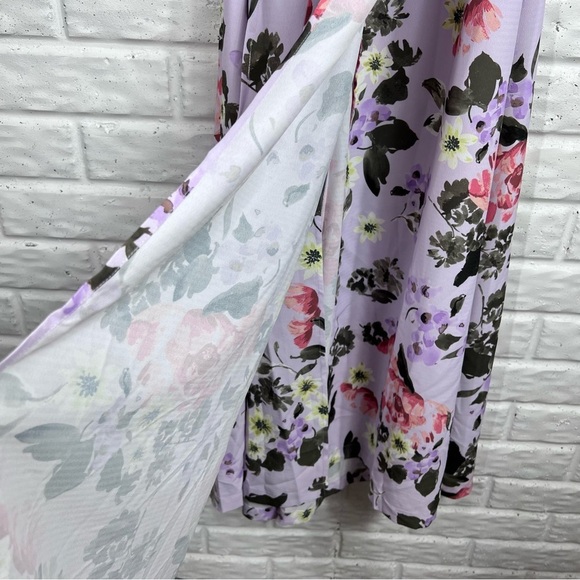 FRENCH CONNECTION Amoise Crepe Lavender Frost Floral Maxi Wrap Dress - Picture 5 of 10